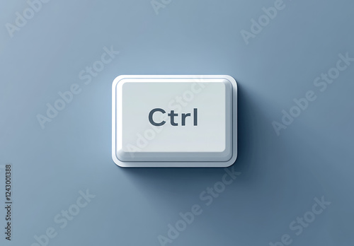 white keyboard key with Ctrl on blue background, casting shadow