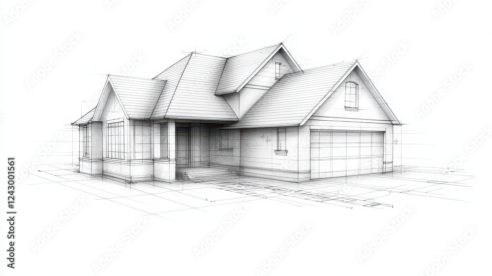 Architectural blueprint on floor, visualizing the dream house from plan to reality Architectural blueprint on floor, visualizing the dream house from plan to reality
