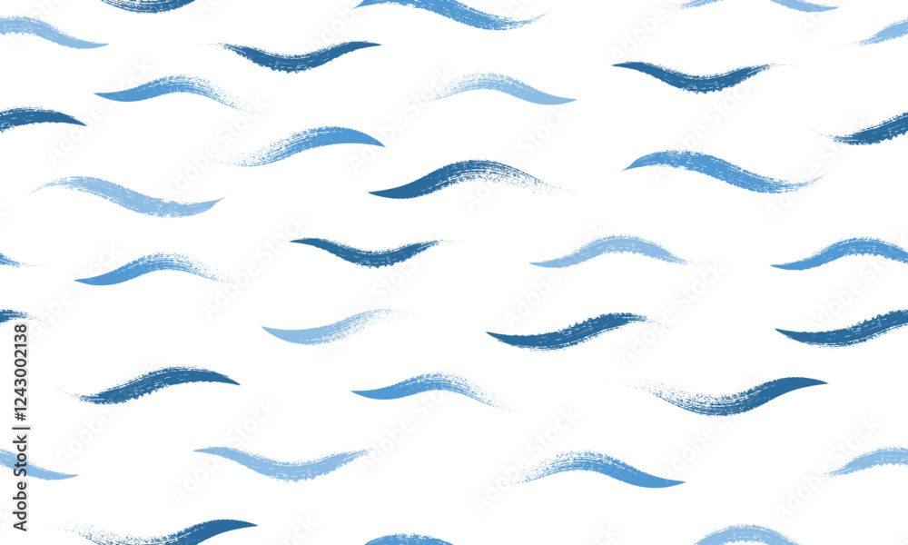 Fototapeta premium Seamless wave pattern. Wavy grunge brush stroke. Hand drawn water sea vector background.