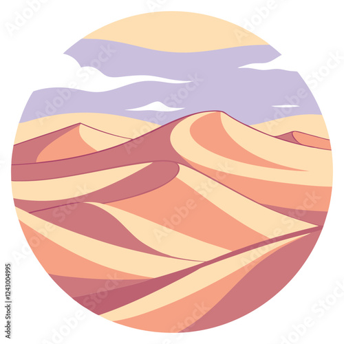  a desert landscape with sand dunes fading into warm hues 