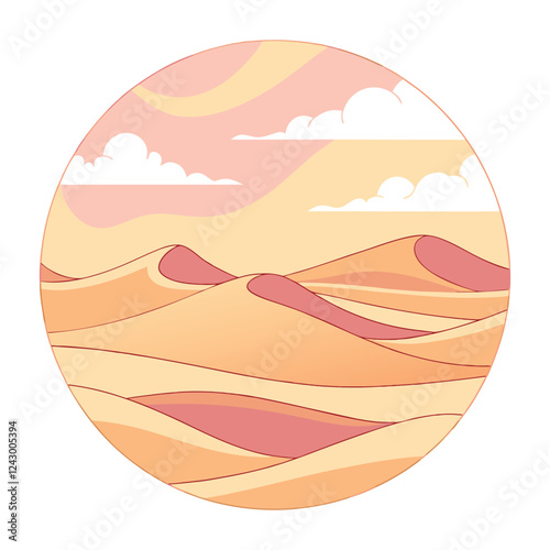  a desert landscape with sand dunes fading into warm hues