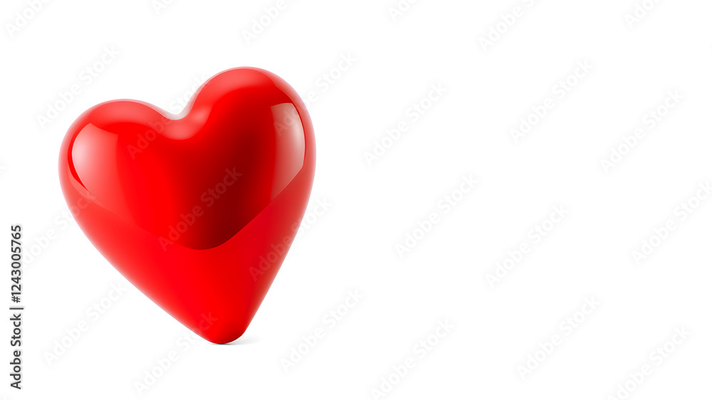 3D glossy red heart on white background. Generative AI 3D glossy red heart on white background. Generative AI
