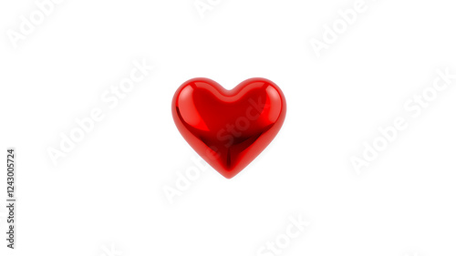 3D glossy red heart on white background. Generative AI