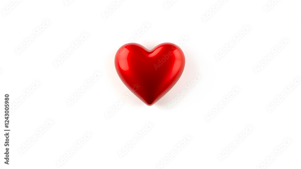 3D glossy red heart on white background. Generative AI 3D glossy red heart on white background. Generative AI