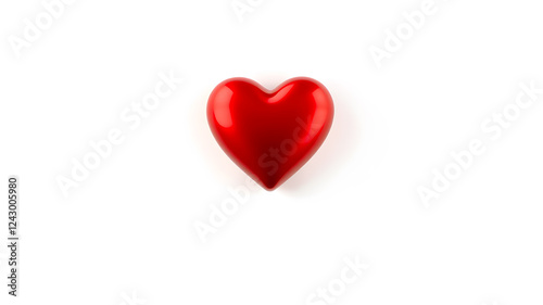 3D glossy red heart on white background. Generative AI