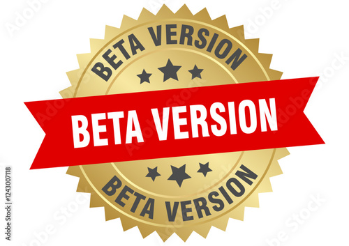 beta version. beta version round red and gold label isolated on transparent background
