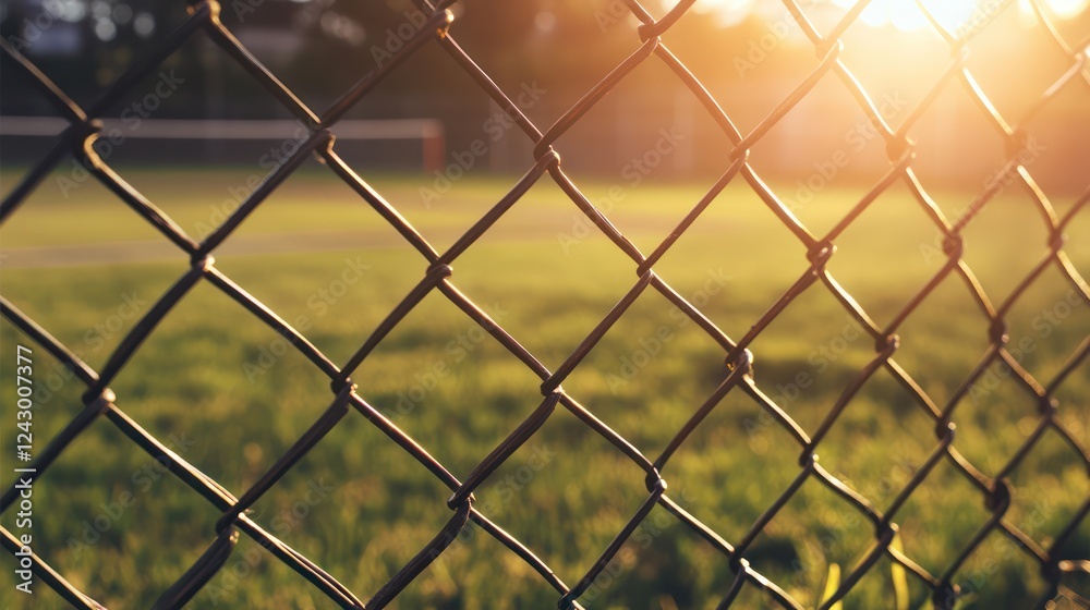 Golden Hour at the Ballfield: A View Through the Chain Link Fence Golden Hour at the Ballfield: A View Through the Chain Link Fence