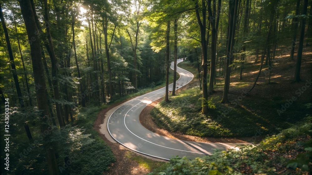 Obraz premium Winding road in the forest