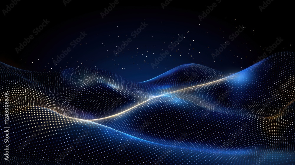 Starry abstract golden and blue light particles in deep gradient Starry abstract golden and blue light particles in deep gradient