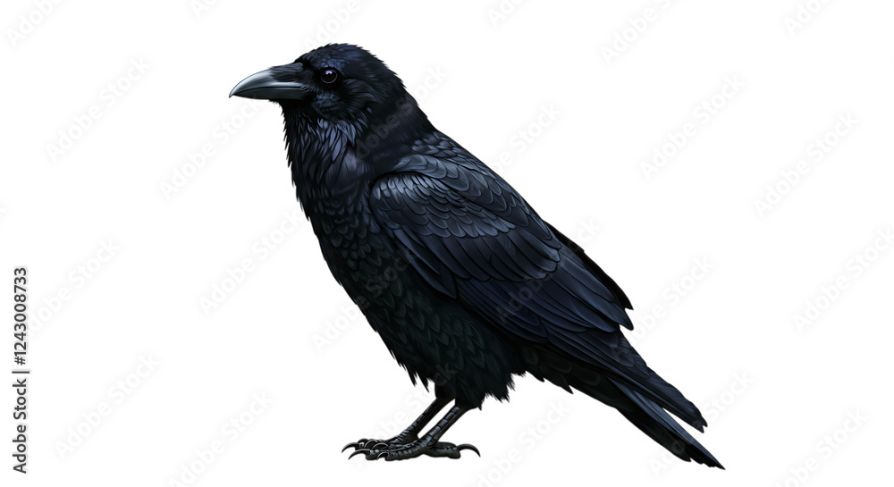 Fototapeta premium Majestic Black Raven Bird Illustration