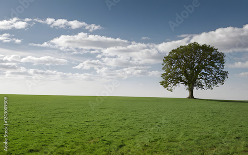 Wide open field with a lone tree