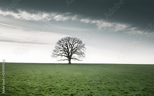 Wide open field with a lone tree