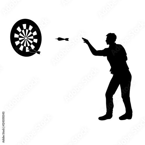 Darts Player Silhouette - Vector Illustration Darts Player Silhouette - Vector Illustration