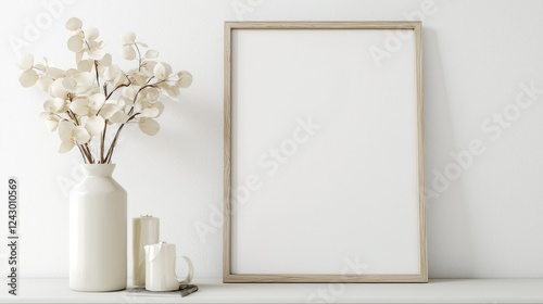 White Minimalist Mockup with Empty Frame