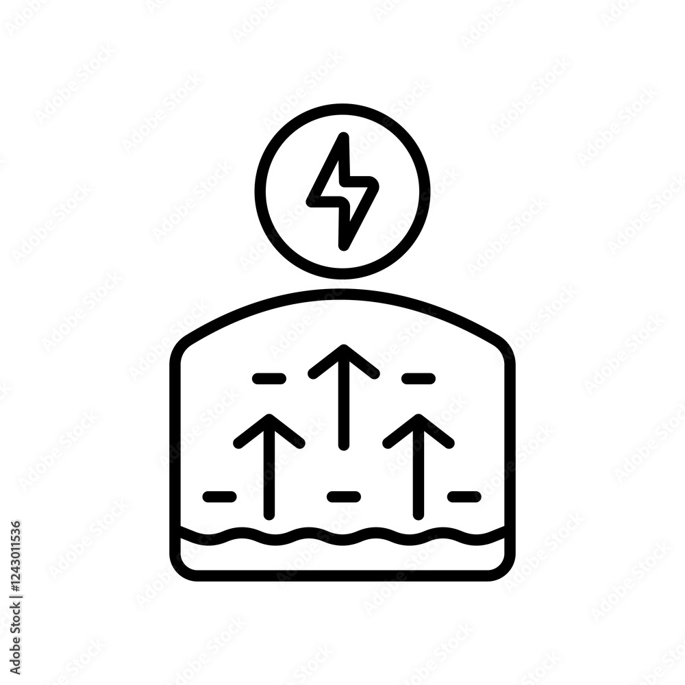 Geothermal Energy line icon, People symbolizing growth and innovation, with arrows and lightning. Ideal for renewable energy. Geothermal Energy line icon, People symbolizing growth and innovation, with arrows and lightning. Ideal for renewable energy.