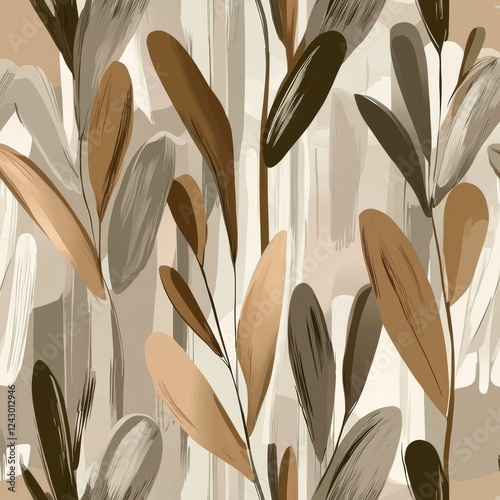 Seamless pattern of abstract palm leaves with a grunge texture, forming a tropical jungle background.