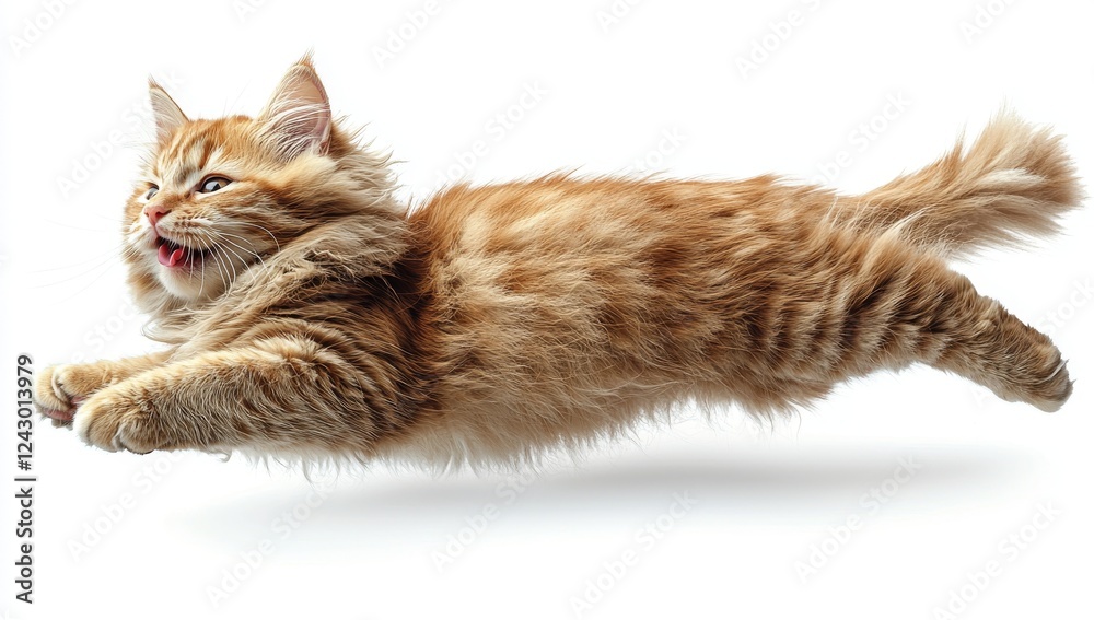 Obraz premium a playful red Persian cat floating on a clear background cutout