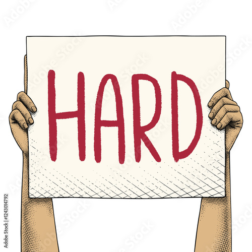 Hand raising a sign that says Hard Colored