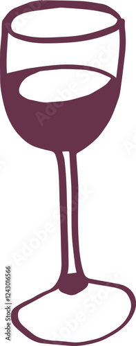 Sketch style glass of red wine hand drawn element food drink illustration cafe menu