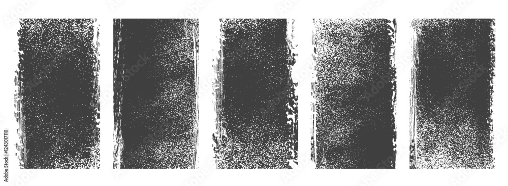 Set of different style black Grunge textured banner backgrounds, Overlay texture background