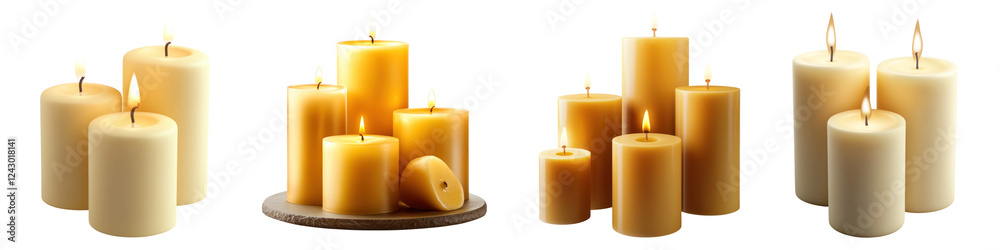 Candles isolated on transparent background, PNG, Set of Candles isolated on transparent background, PNG, Set of