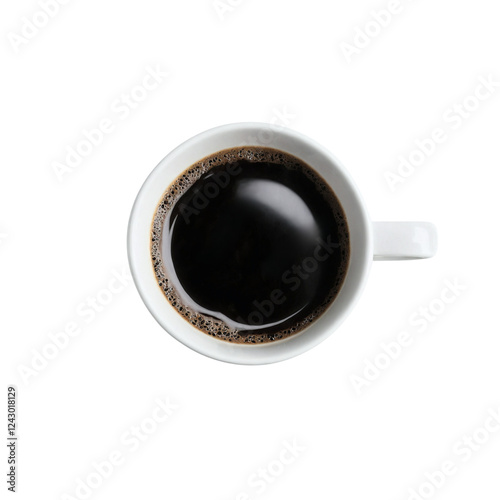 coffee and tea close-up top view image on white background

