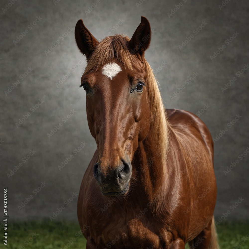Fototapeta premium A horse with intricate markings on its coat, captured in high detail, with a stark white background.