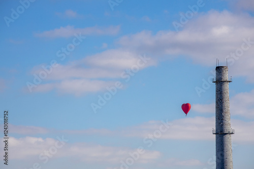 hot air Heart shape ballooning flying
