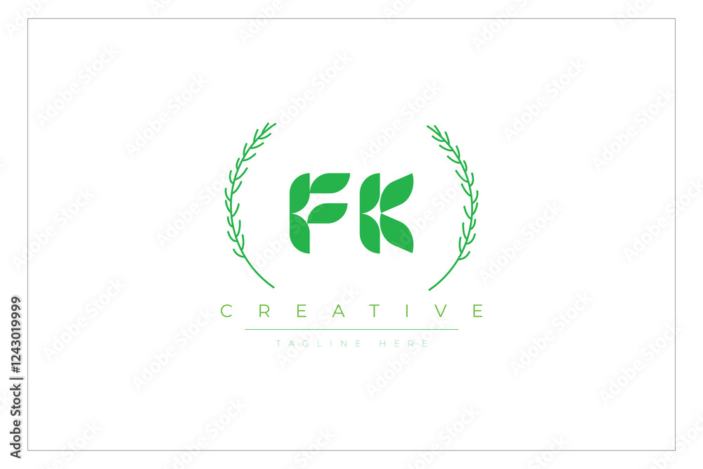 FK letters eco logo with leaf. Fresh nature and healthy leaf logo design. FK letters eco logo with leaf. Fresh nature and healthy leaf logo design.