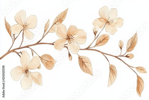 A watercolor illustration featuring tropical spring flowers and green leaves, set against a transparent PNG background, ideal for bouquets, greeting cards, or wedding decorations, created with Stock