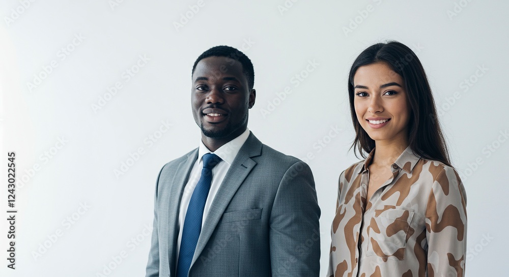 Young smiling business woman and business man isolated over white background.Man holding tablet pc.Office workers.
Young smiling business woman and business man isolated over white background.Man holding tablet pc.Office workers.