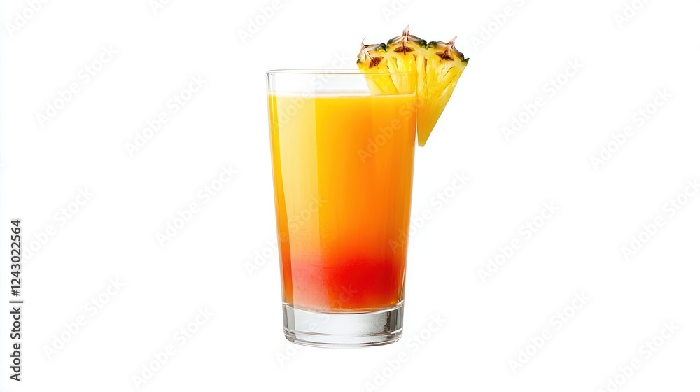 Refreshing Orange And Pineapple Cocktail In Glass Refreshing Orange And Pineapple Cocktail In Glass