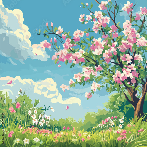 illustration, garden, plant, flower, nature, blossom, art, floral, drawing, design, bird, bloom, spring, wild, elegance, leaf, green, cute, pattern, colorful, vintage, decoration, botanical, tree, 