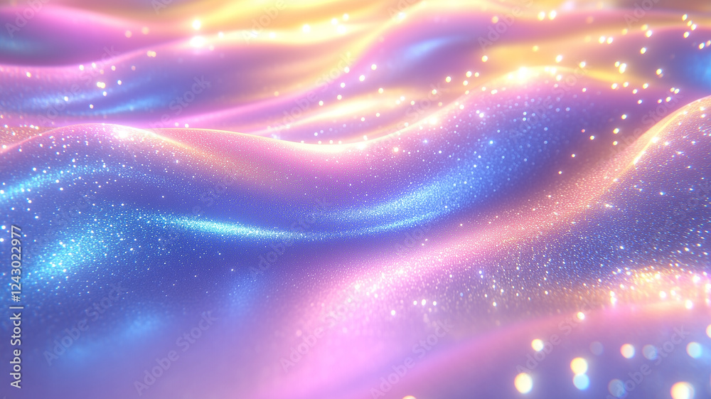 Obraz premium Vibrant Glittering Abstract Waves in Multicolor Gold, Blue, and Purple Hues