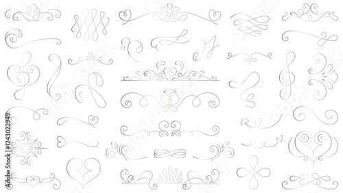 PNG Elegant vintage ornamental flourishes set on transparent background