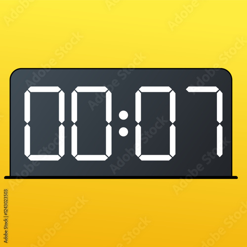 White smartwatch accessory with a sleek black screen showing 00:07 AM on the screen.  Isolated on a yellow background.