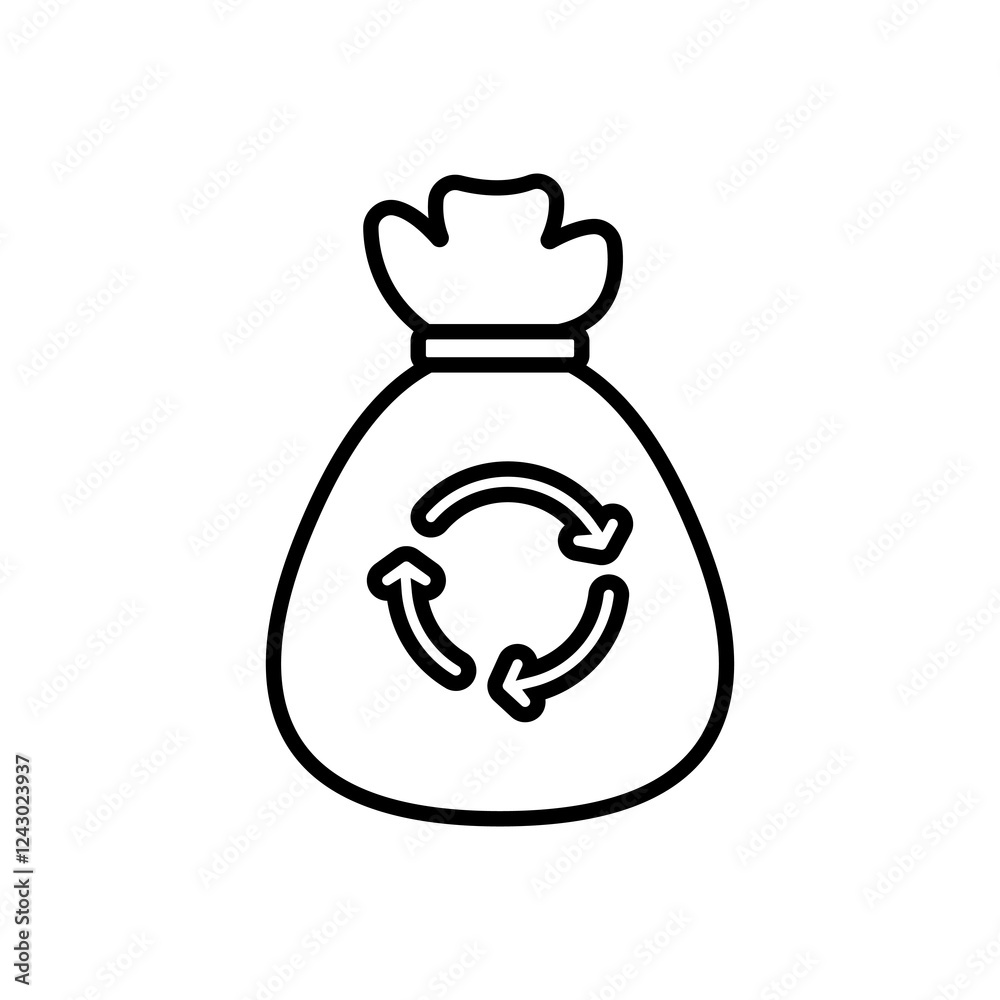 sack recycle line icon, Black and white line drawing of a recycling bag suitable for ecofriendly designs, websites, educational materials, and sustainability campaigns.
sack recycle line icon, Black and white line drawing of a recycling bag suitable for ecofriendly designs, websites, educational materials, and sustainability campaigns.