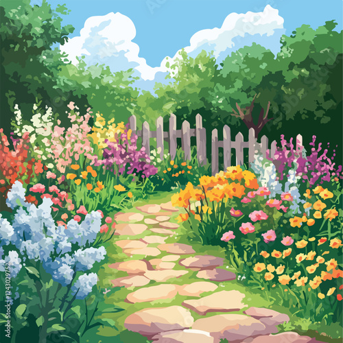 illustration, garden, plant, flower, nature, blossom, art, floral, drawing, design, bird, bloom, spring, wild, elegance, leaf, green, cute, pattern, colorful, vintage, decoration, botanical, tree, 