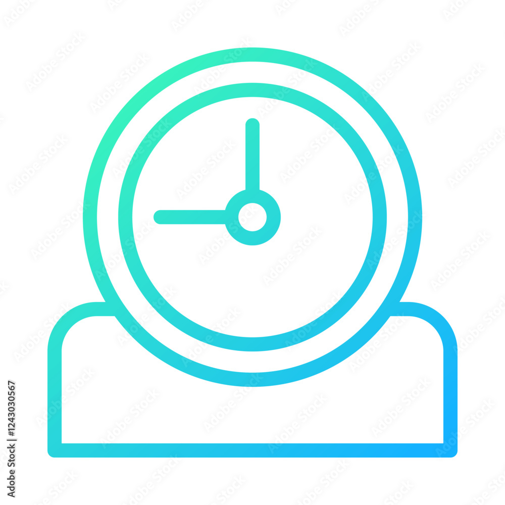 Gradient Minimalist Clock Icon, Time Concept Gradient Minimalist Clock Icon, Time Concept