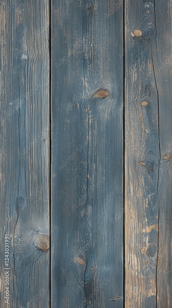 Naklejka premium Weathered blue wooden planks with rustic texture and depth