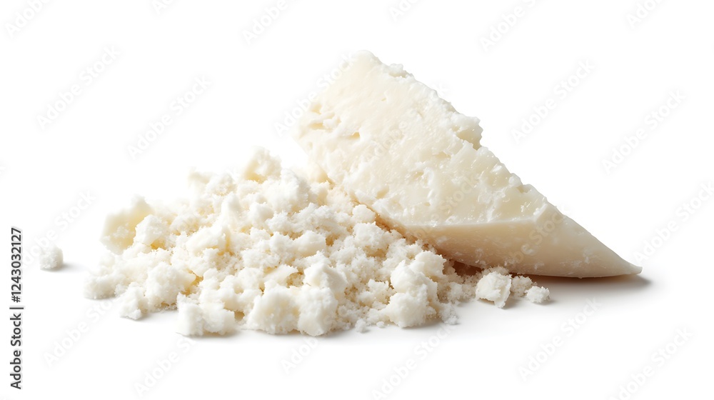 Close-up of Creamy White Shea Butter, a Piece and Crumbled Texture Close-up of Creamy White Shea Butter, a Piece and Crumbled Texture