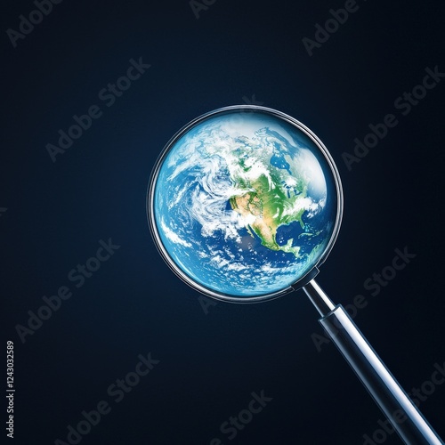 Wallpaper Mural Earth viewed through a giant magnifying glass symbolizing focus on the environment Torontodigital.ca