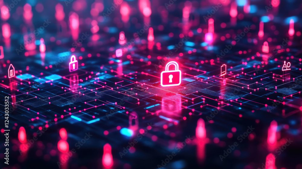 A glowing digital padlock in a dark environment symbolizes cybersecurity and data protection ideal for illustrating IT security concepts, online safety, or encryption technology A glowing digital padlock in a dark environment symbolizes cybersecurity and data protection ideal for illustrating IT security concepts, online safety, or encryption technology