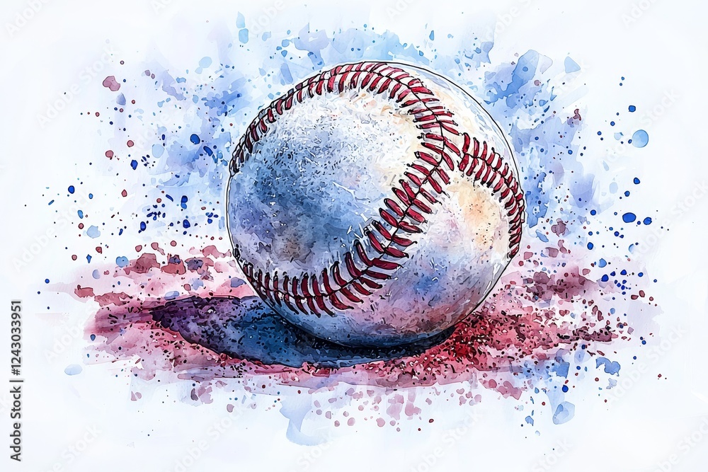 custom made wallpaper toronto digitalA color illustration of a baseball on the ground, perfect for sports or nostalgic themes