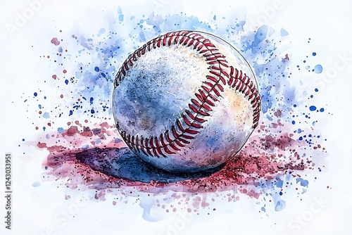 Wallpaper Mural A color illustration of a baseball on the ground, perfect for sports or nostalgic themes Torontodigital.ca