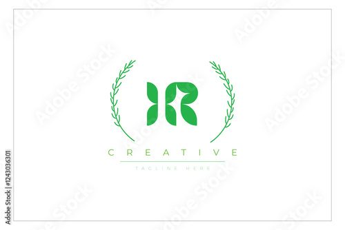 IR letters eco logo with leaf. Fresh nature and healthy leaf logo design.