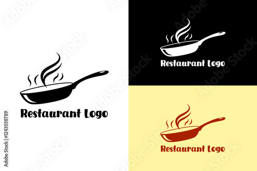frying pan with wavy steams, food shop, food cart, food truck, restaurant logo, kitchen, chef, appliances, kitchen accessories, hot, cuisine, menu, fine dining, food blog, vectors, logo