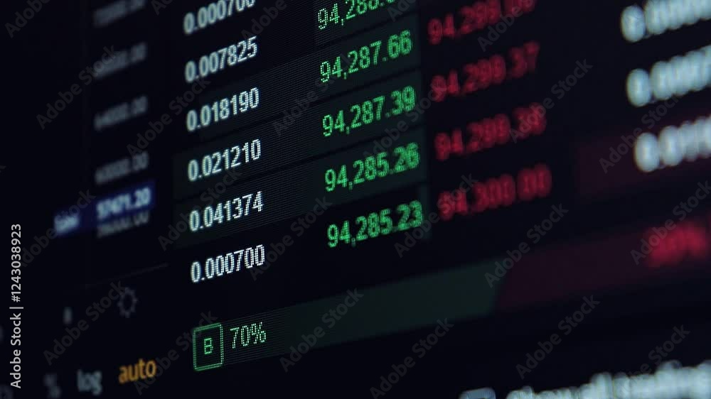 Close-up of financial chart on stock market on monitor display. Stock market data business analysis concept. Close-up of financial chart on stock market on monitor display. Stock market data business analysis concept.