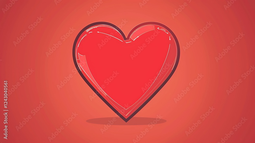 Clean linear icon of a heart, designed with simple lines and minimalistic style in bright red., Clean linear icon of a heart, designed with simple lines and minimalistic style in bright red.,