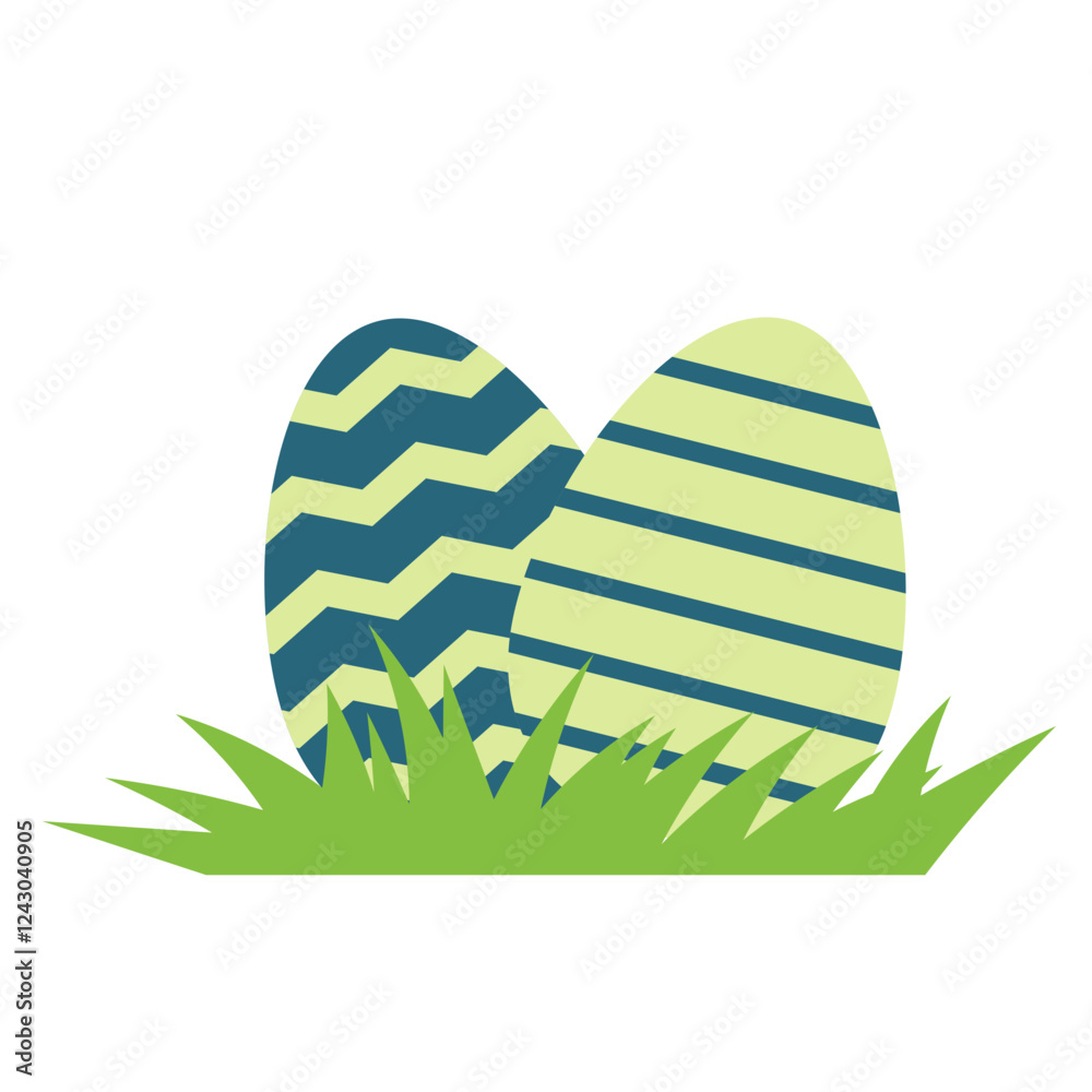 Fototapeta premium Illustration of Colorful Easter Eggs in Grass